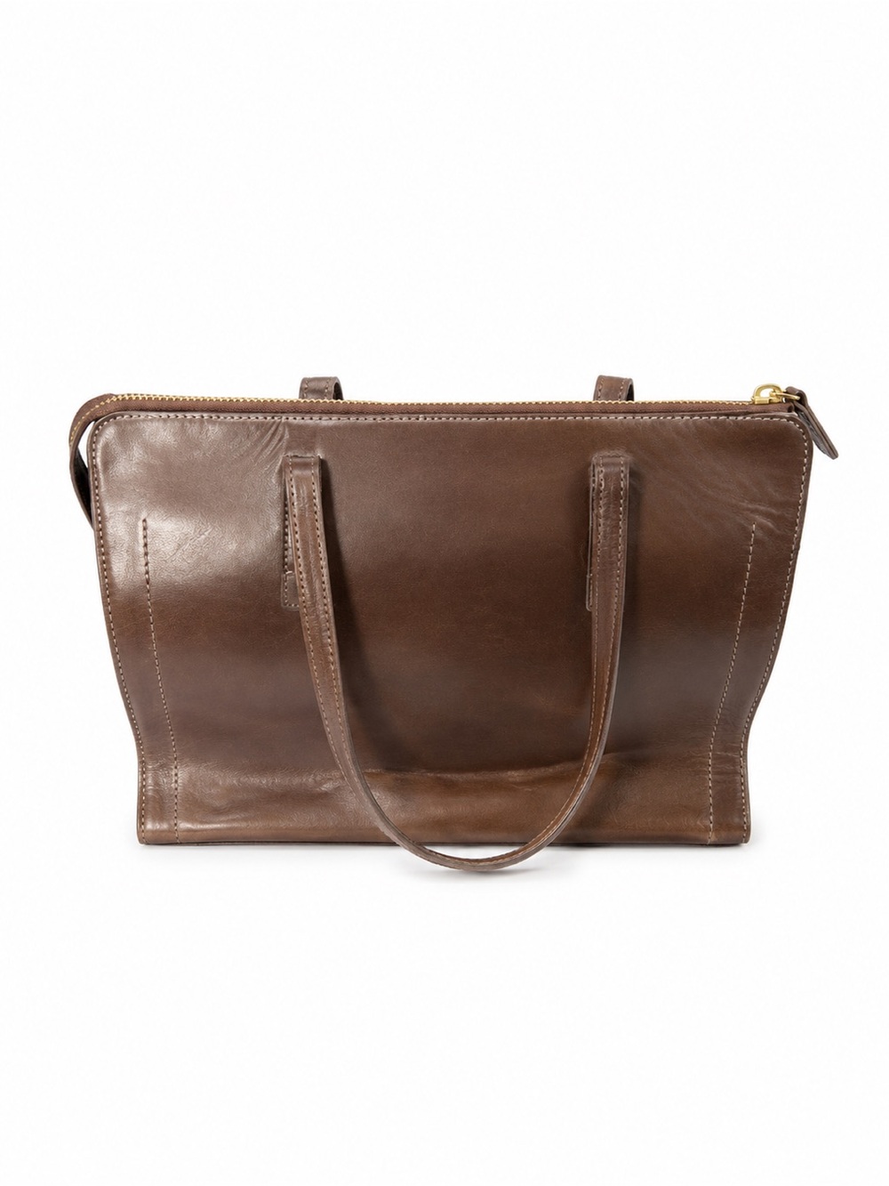 Banana Republic Brown Leather Zip-Top East-West Work Tote